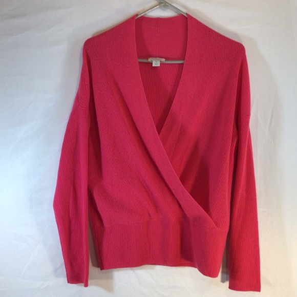Sundance Daria 100% Cashmere Faux Wrap Sweater Pink Size M Cozycore Boho Chic - Picture 1 of 7